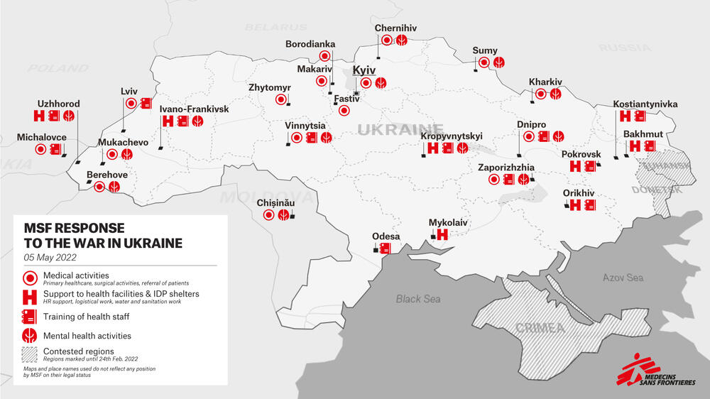 General map from Ukraine with JUST MSF activities - English