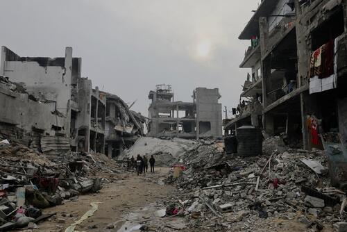 A view of destroyed streets and buildings in Beit Lahia, northern Gaza