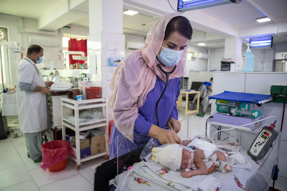 MSF paediatricians look after newborn babies in the neonatal ward at MSF's Khost maternity hospital.