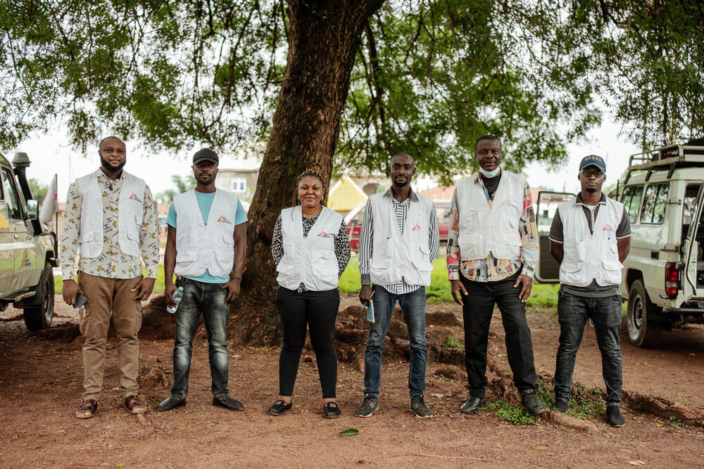 An MSF health promotion team from left to right: David, Joseph, April, Ofim, Godswill, Emmanuel