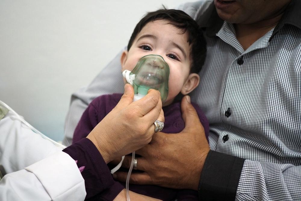 At a clinic in Libya, nine-month-old Sefaw is treated for breathing difficulties
