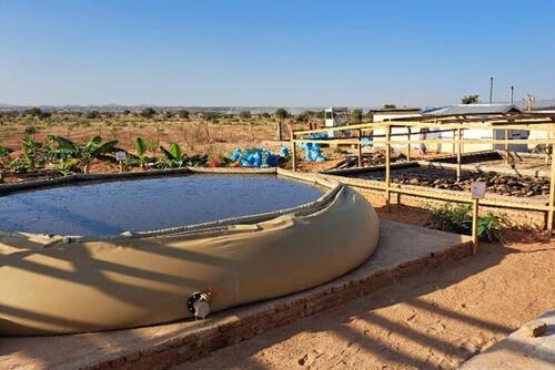 View of the "poop factory" of Aboutengue camp