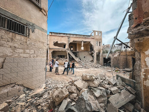 An MSF team doing an assessment round in Jenin camp following the brutal Israeli military incursion in May 2024.