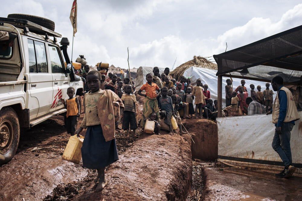 Water, sanitation and hygiene work being carried out by MSF specialists in Rhoe camp