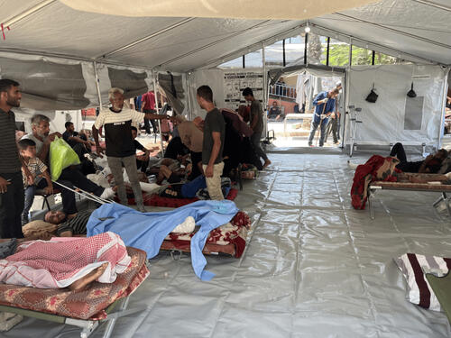 Nasser Hospital in southern Gaza is overcrowded with patients