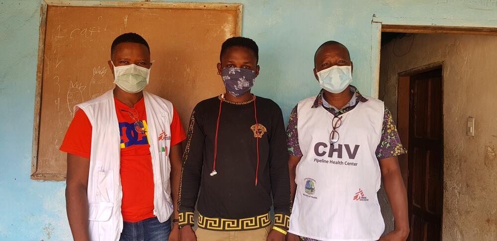 In Montserrado County, Liberia, Amuchin Nango receives a home visit from MSF specialists as part of his treatment programme for epilepsy
