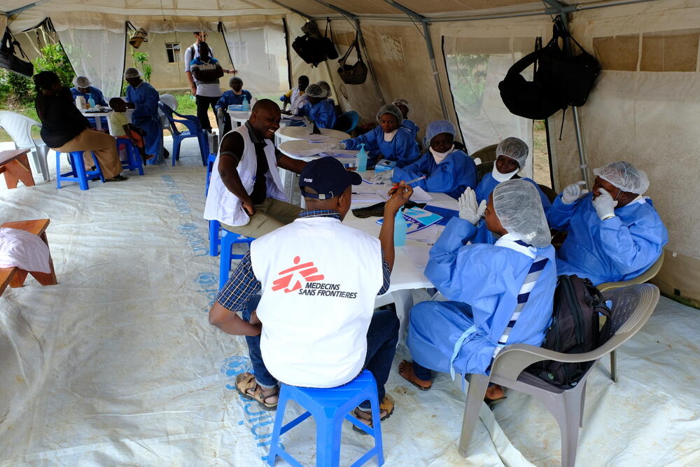 MSF manages three vaccination teams in Beni, each with 14 members to register participants, ensure their consent, collect study protocol data, vaccinate, and watch participants for 30 minutes after.