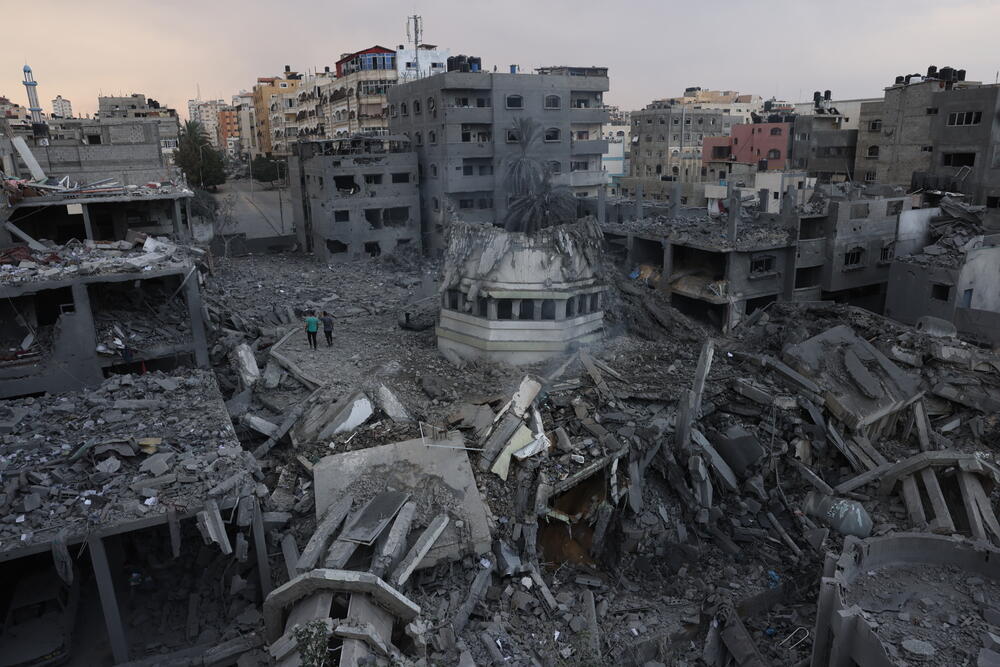 An aerial view of destruction in Gaza - 9 October