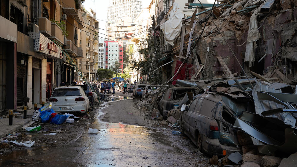 A severely damaged building in the historic neighbourhood of Gemmaye in Beirut. Thousands of apartments and shops in Beirut were damaged due to the explosion.