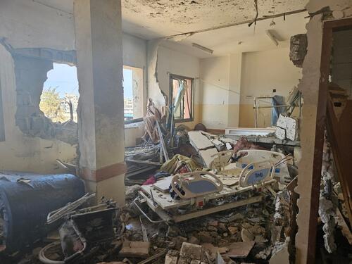 Destruction inside Nasser Hospital following an Israeli attack, 13 March 2024 Destruction inside Nasser Hospital following an Israeli attack, 13 March 2024