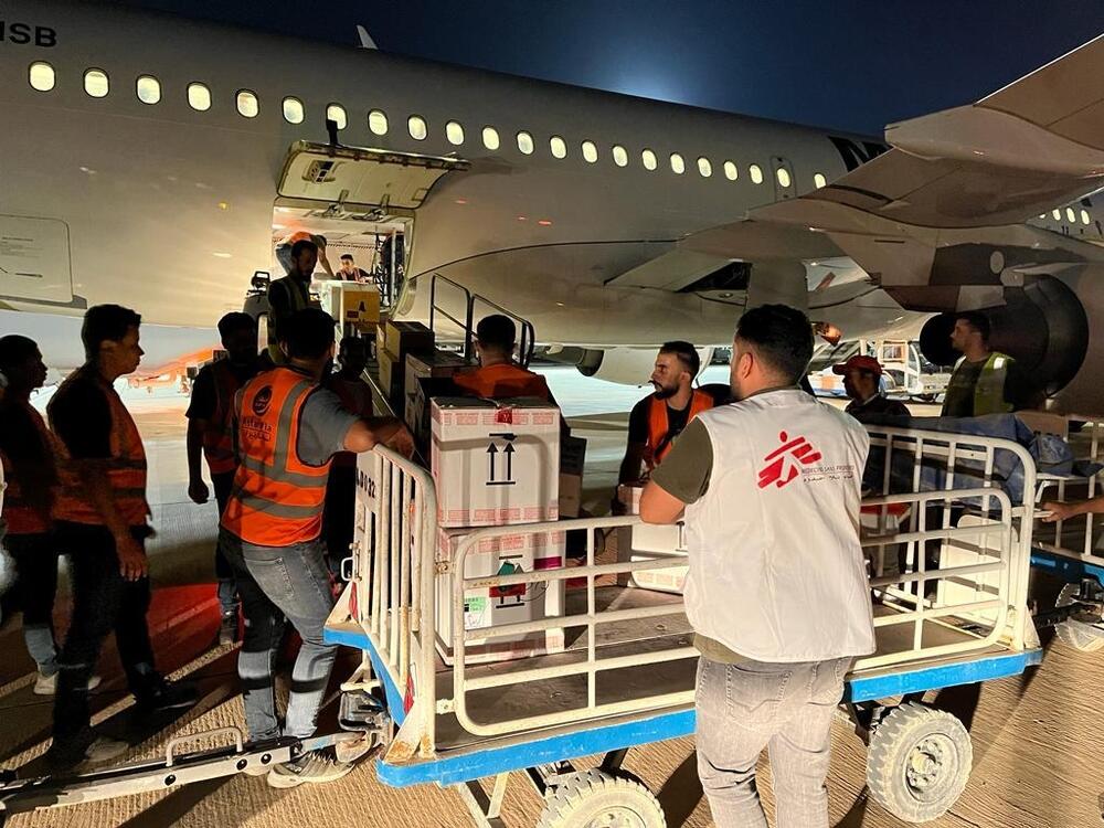 MSF logistics staff coordinating a shipment of medical aid being sent to Derna
