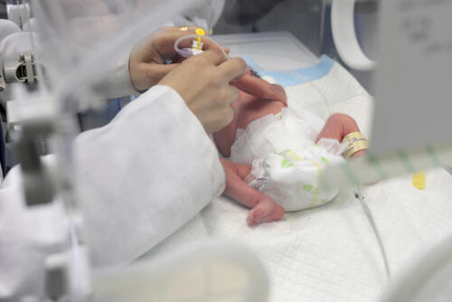 Premature child in Nasser hospital, Khan Younis, Gaza