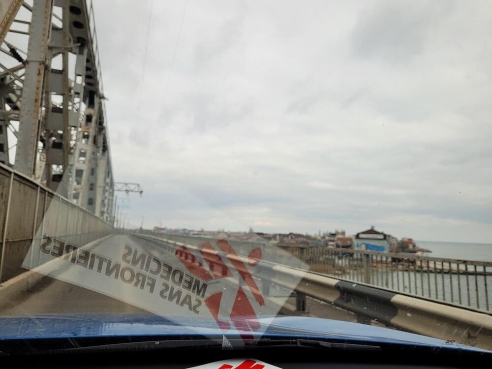View of Odessa from a car driven by MSF staff