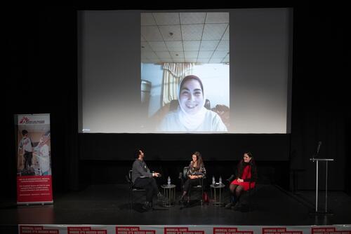 Wafaa Abdullah speaking via video link