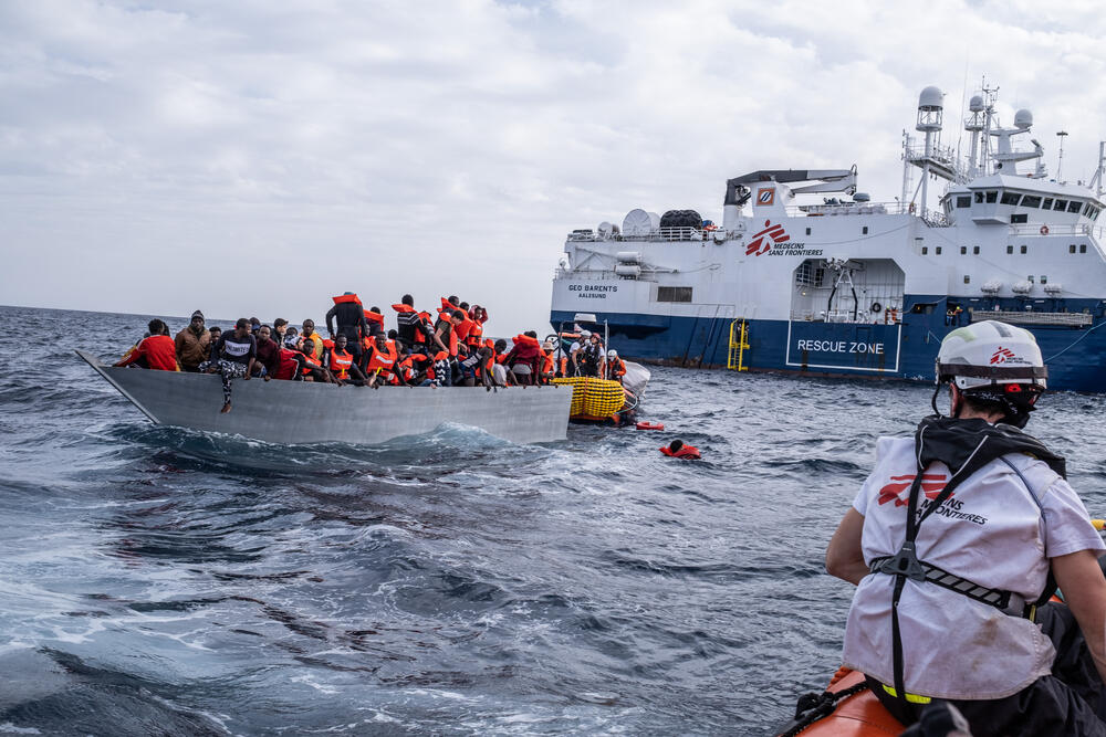 MSF's Mediterranean search and rescue ship Geo Barents reaches 99 survivors in a small wooden boat, on which 10 people were foun