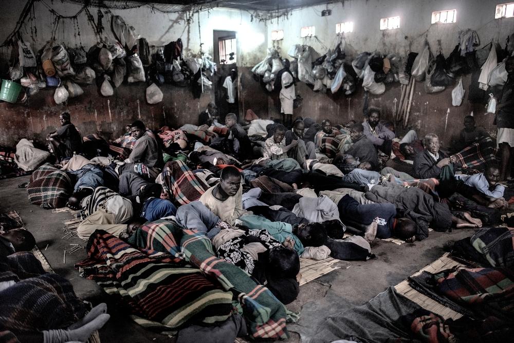 An overcrowded cell in Chichir prison, Malawi. The prison was built to house 800 people, but when this photo was taken in 2015, over 2000 people were held there.