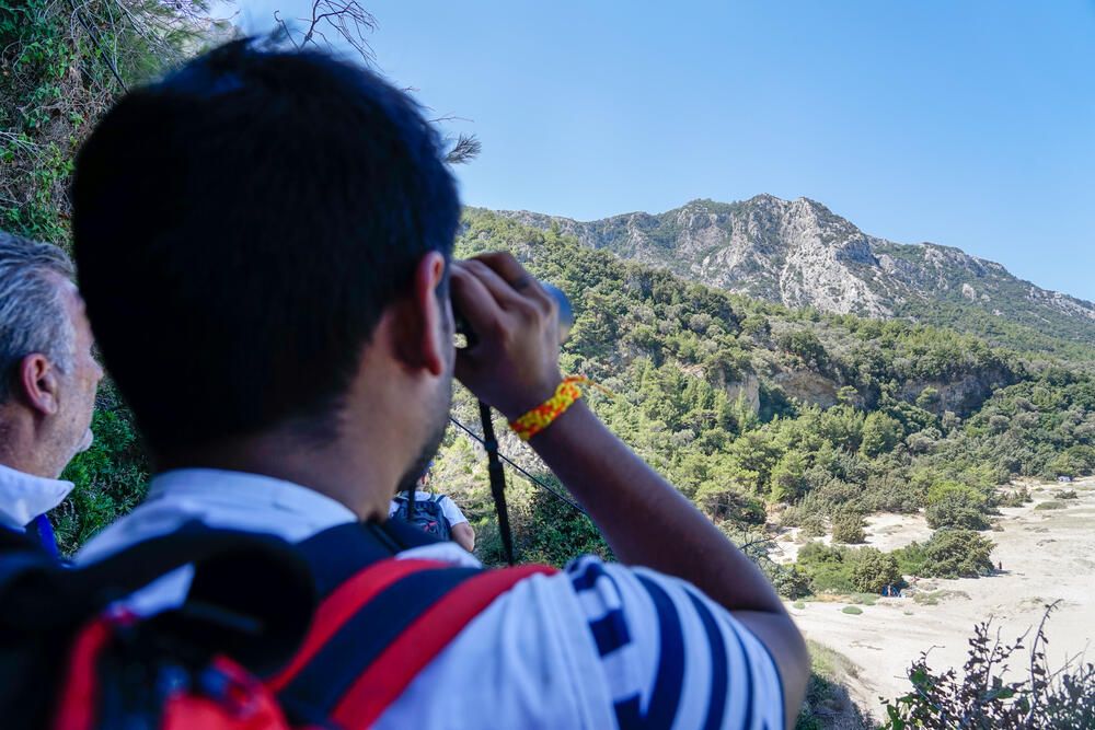 MSF staff searching the mountains during an emergency medical response on the island of Samos, Greece