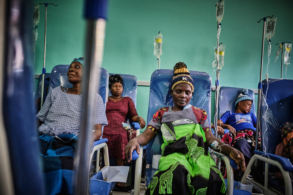 Patients during a chemotherapy session at Queen Elizabeth Central Hospital in Blantyre, Malawi. 
