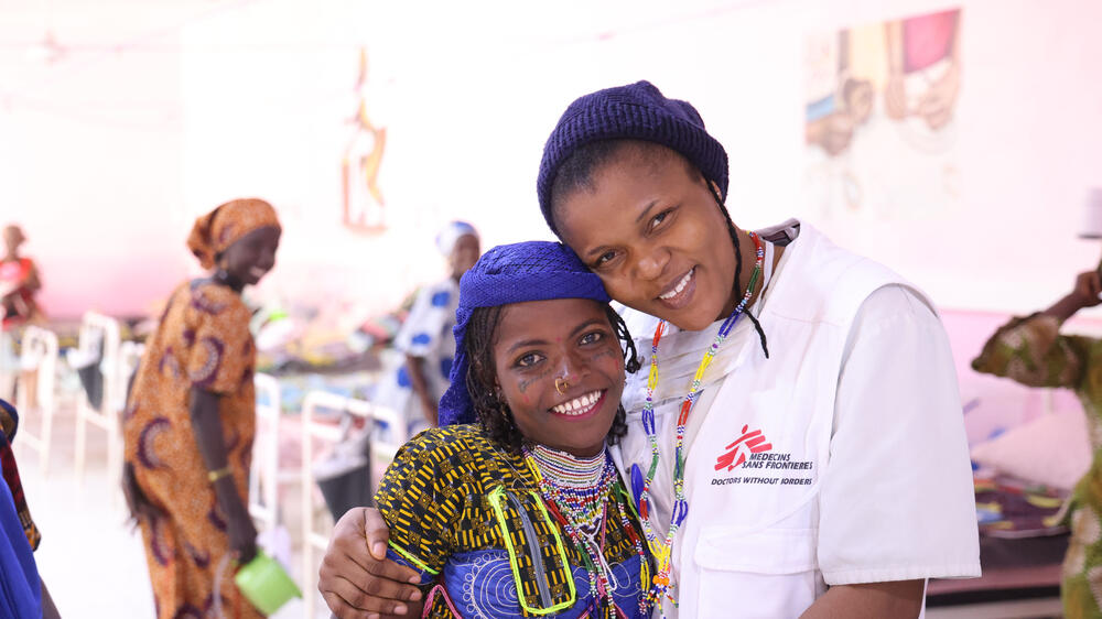 Unity poses with her patient Halima in the ward at Jahun
