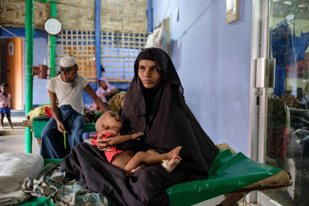 A Rohingya mother and child patient in Kutupalong clinic, Bangladesh.
