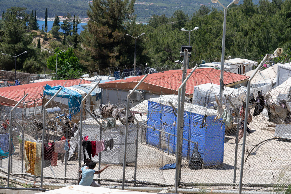 A reception centre on Samos, where around 2,000 men, women and children live in a space designed for 648
