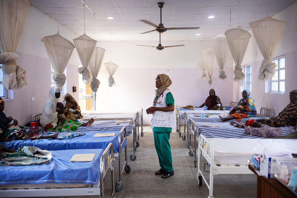 MSF doctor Sakina Abdulrahman visits her patients at an intensive therapeutic feeding centre in Kano, Nigeria
