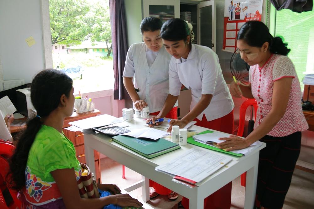 An MSF and ministry of health team admit an HIV patient at a healthcare centre close to Dawei town in Myanmar