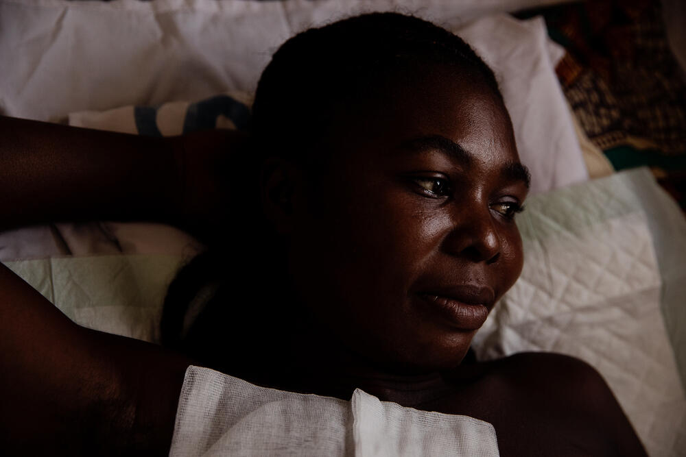 France looks out as she waits for a medical check-up at MSF’s SICA Hospital in Bangui, Central African Republic