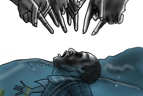 Samat's declining mental health made him feel like he was drowning. Samat's declining mental health made him feel like he was drowning.