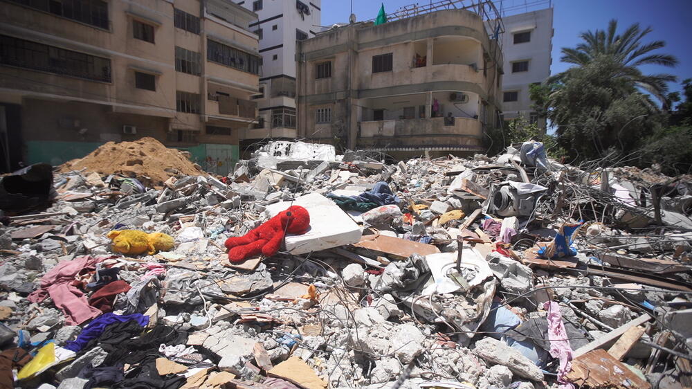A scene of destruction in Gaza City, where Israeli airstrikes killed hundreds in May 2021.