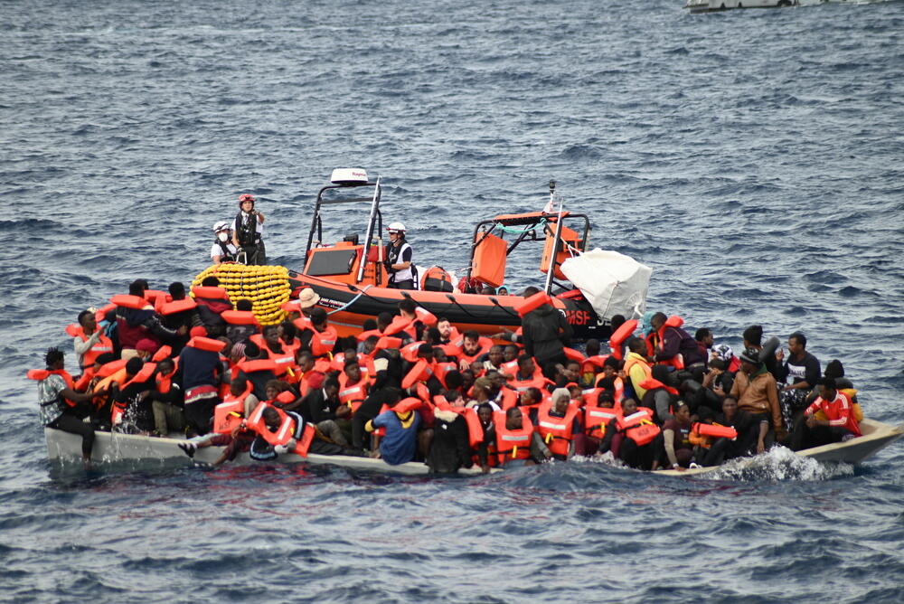 MSF's team from the Geo Barents performs a rescue operation on 16 November 2021 in the Central Mediterranean - 99 people were rescued and 10 people were found dead from suffocation after 13 hours adrift at sea. 