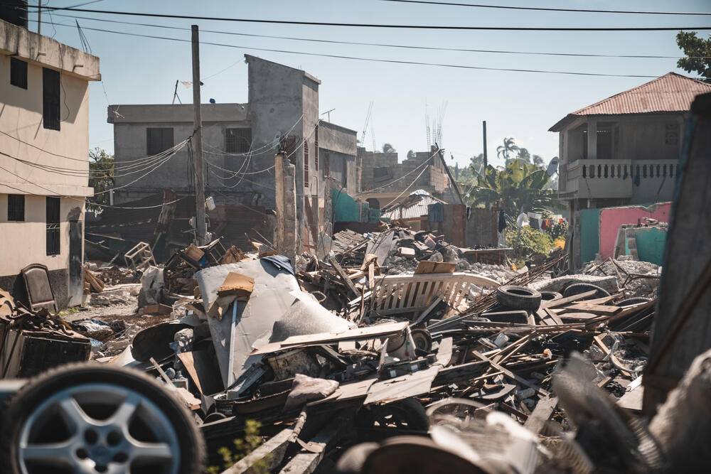 A scene from Les Cayes after the 14 August earthquake. Over 2,200 people were killed and over 12,200 people were injured.