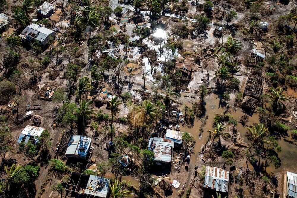 Aerial view of Buzi and the devastation caused by Cyclone Idai.