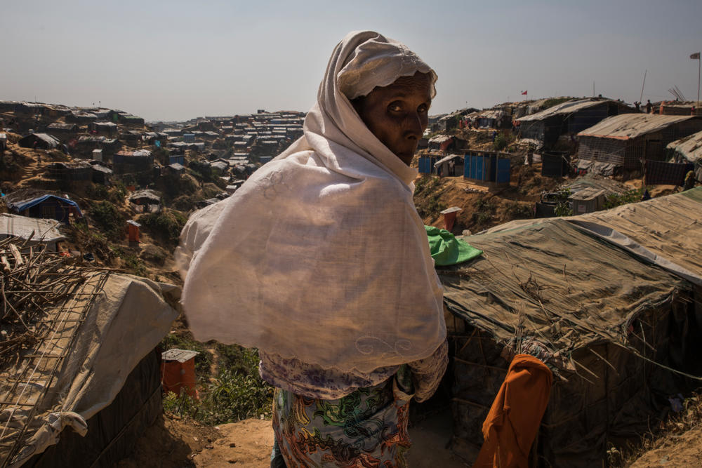 A Rohingya refugee in Jamtoli makeshift camp, where more than 50,000 people are sheltering.