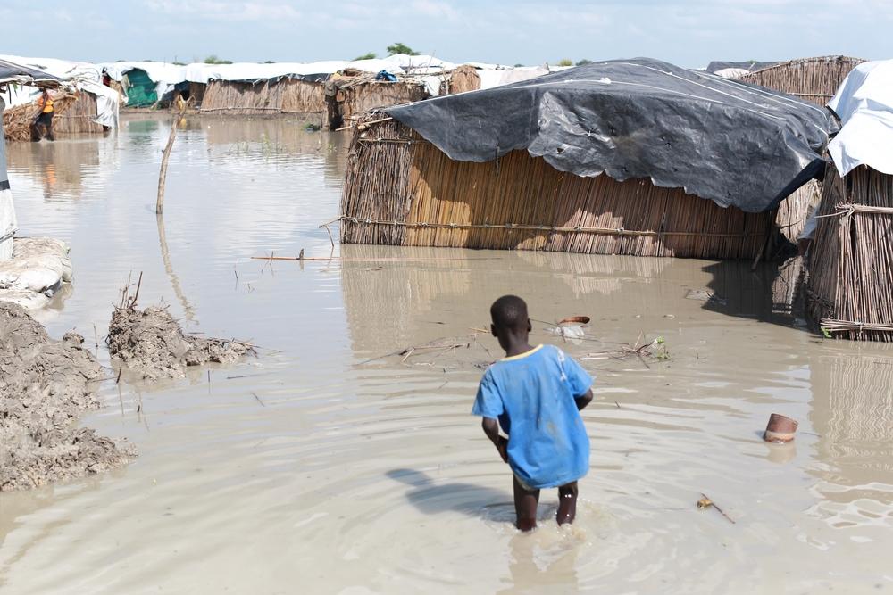 Flooding inside the UN Internally Displaced People's camp in Bentiu, South Sudan