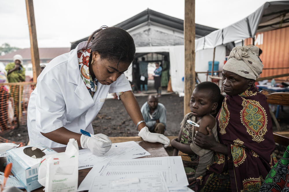 Patients are triaged upon arrival at an MSF clinic in Rusayo camp