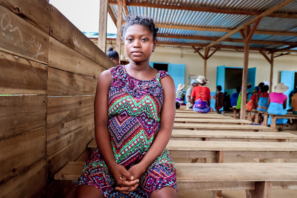 Joella, who is pregnant with her first child, at the MSF-supported Sahavato health clinic