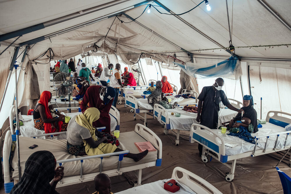Inside a stabilisation ward at an MSF therapeutic feeding centre in Kebbi, Nigeria