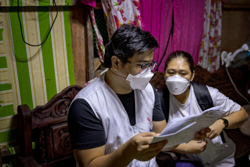 MSF personnel conduct contact tracing at a household with confirmed tuberculosis patients, at Aroma neighborhood on March 13, 2023 in Tondo, Manila, Philippines