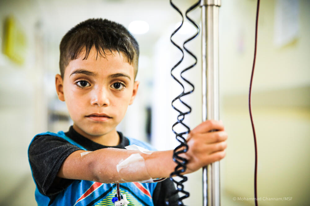 Mohammad Eid, four, was diagnosed with thalassemia when he was six months old. His family are from Aleppo, Syria, and are living in Qob Elias camp in Lebanon. 