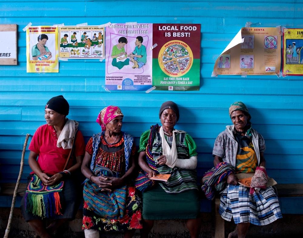 Four women await treatment outside the Surgical Ward at Tari Hospital in Papua New Guinea’s Hela Province