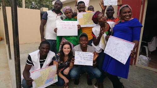 MSF staff in Maiduguri, northeast Nigeria, thanking Missing Maps volunteers.