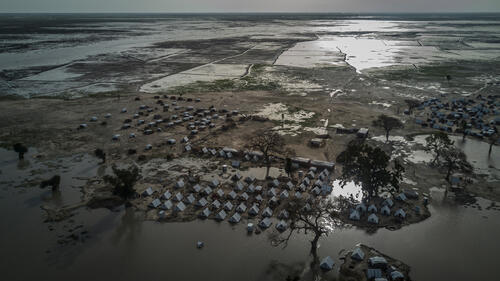 An aerial view of Rann - a displacement camp in Nigeria - during the rainy season An aerial view of Rann - a displacement camp in Nigeria - during the rainy season