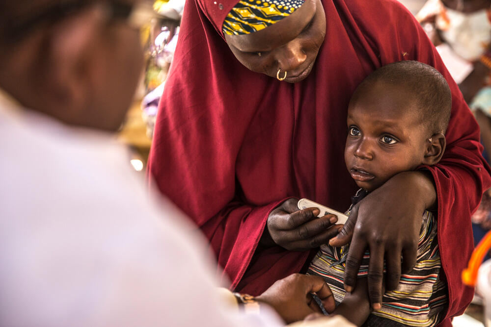 A young child in the Diffa region of Niger is screened for malnutrition