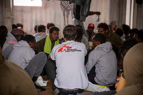 Humanitarian Affairs Officer TRYGVE, speaks to rescued people as they come on board Ocean Viking.

Faras Ghani reported from on board Ocean Viking during its 4th rotation for Al Jazeera.