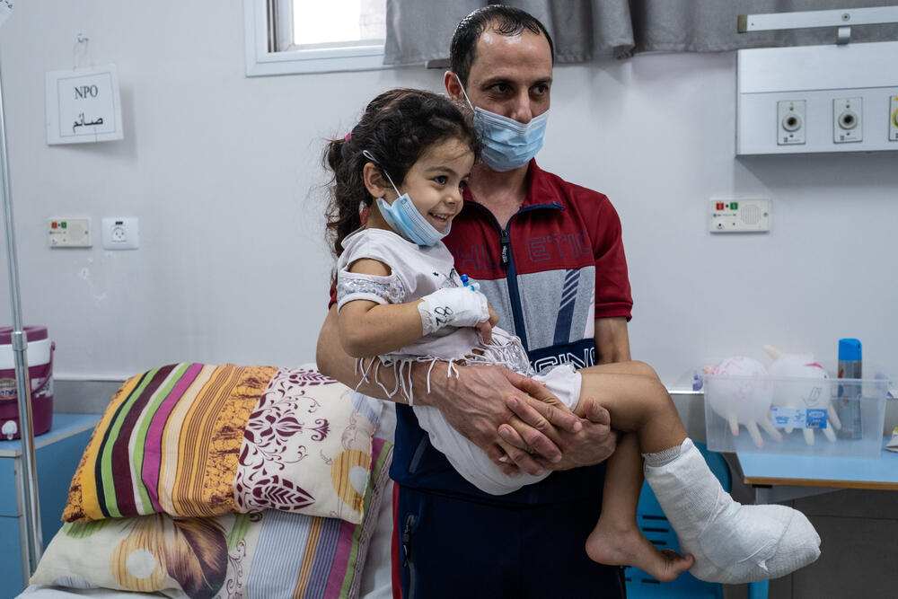 “When I started crossing the street, I saw a light. Then a yellow car hit me and suddenly I was in so much pain,” says four-year-old Hala, as she recalls the day of her accident. She is nervous and asks her father, Mohammed Aboud, to hold her ahead of her surgery.
