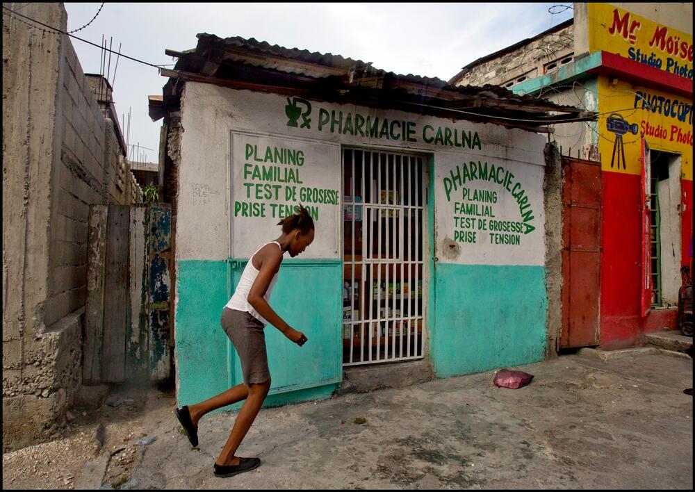 A pharmacy in downtown Port-au-Prince where misoprostol - a drug used to induce abortions - is readily available without a prescription.