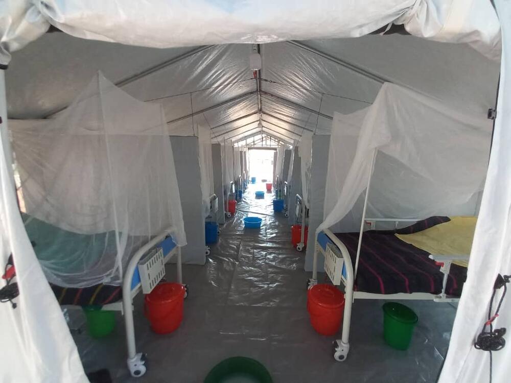 Inside part of the specialised Ebola treatment centre built by MSF in Mubende
