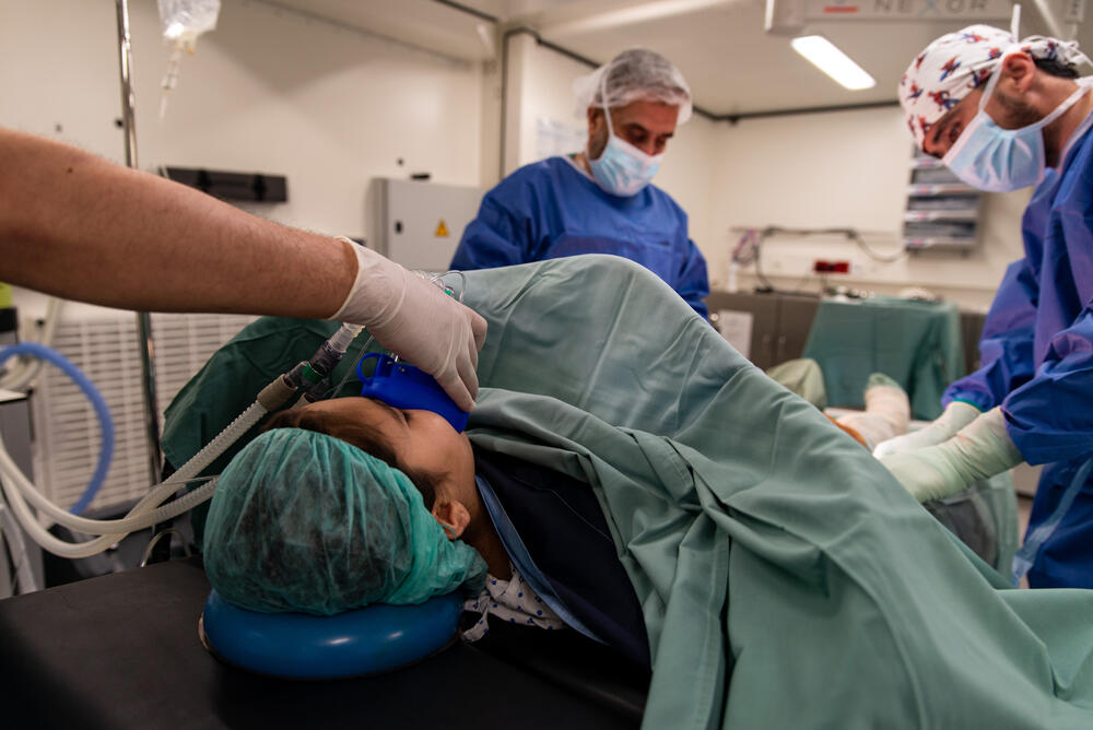 A young patient being prepared for surgery at the MSF Kunduz Trauma Centre in Afghanistan