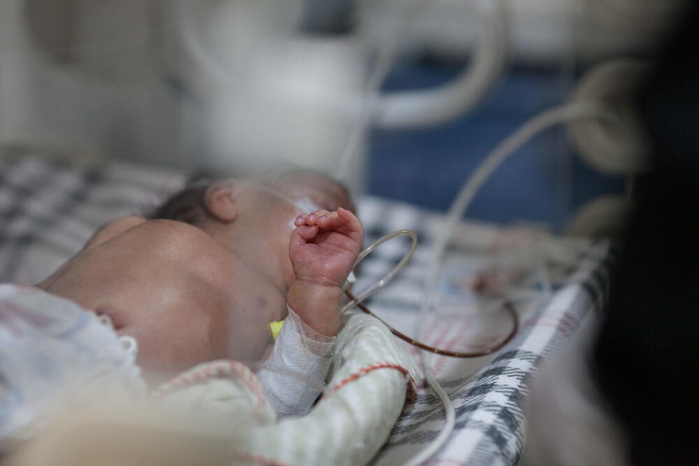 Arish was admitted to hospital just four days after being born. He had lost half his body weight.